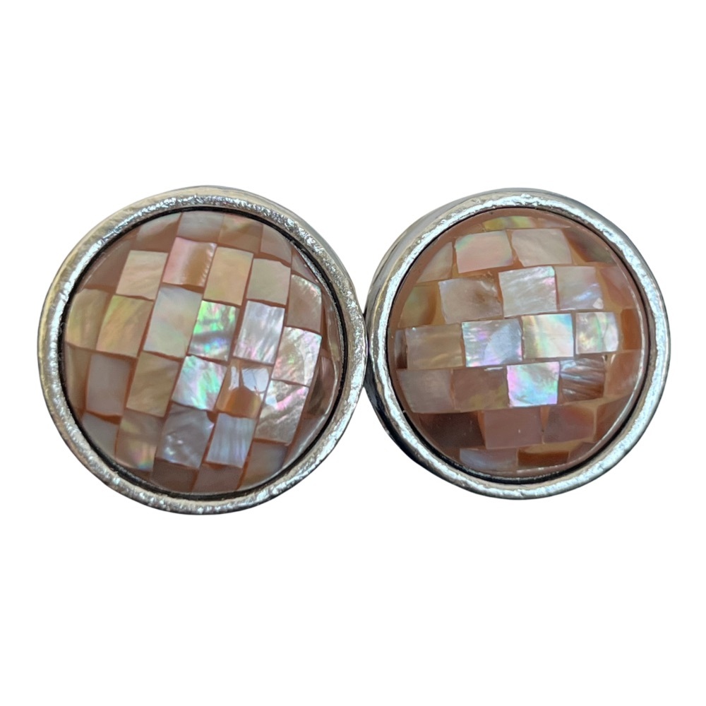 Vintage Givenchy Pink Mother of Pearl Clip-On Earrings • Statement • Stamped